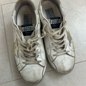 Golden Goose White and Gold Sneakers